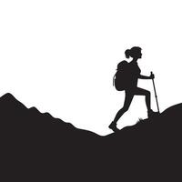 Adventurous Hiker Silhouette Ascending Mountain Top Illustration For Inspiration vector