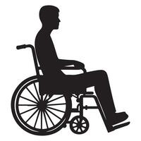 Silhouette Art Depicting a Man Using a Wheelchair for Accessibility vector