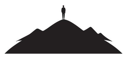 Silhouette of Man on Mountain Summit Achieving Success Illustration vector