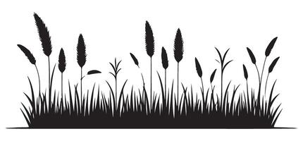 Tall Grass Silhouette Graphic Field Meadow Nature Element vector