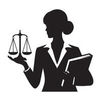 Lawyer Silhouette With Scales of Justice Legal Profession Image vector