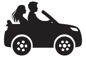 Convertible Car Silhouette Illustration Representing Travel and Open Road Adventures vector
