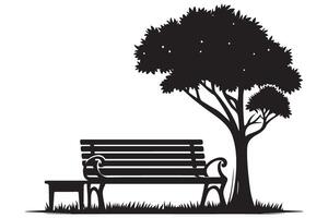 Silhouette Park Bench Under Tree Illustration Design Ideal for Decoration vector