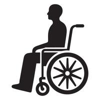 Simple wheelchair silhouette symbol for accessibility assistance and support vector
