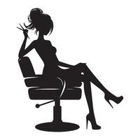 Elegant Hairstyle Designer in Chair Silhouette Illustration vector