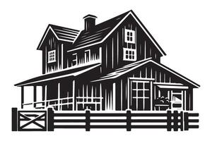 Charming Rural Farmhouse Illustration Graphic Ideal for Design Projects vector