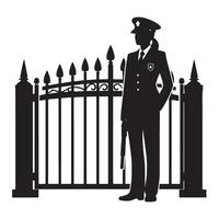 Gatekeeper illustration security guard access control protective service vector