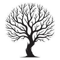 Silhouette of Bare Tree Branches Spreading Across Circular Design vector