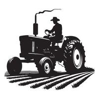 Silhouette of Tractor Plowing Field an Enduring Symbol of Agriculture vector