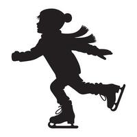 Silhouette of a Boy Ice Skating Artistic Illustration vector