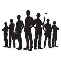Silhouette of Construction Workers Symbolizing Teamwork and Skilled Labor vector