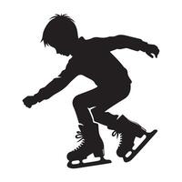 Silhouette of a Boy Ice Skating Illustration Art vector