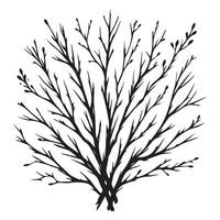 Bush with bare branches artistic winter shrub graphic vector