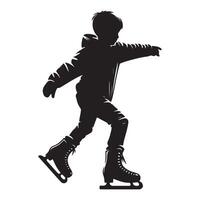 Silhouette of a Boy Ice Skating Illustration vector