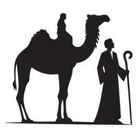 Camel Ride Silhouette Journey Through Desert Illustration vector