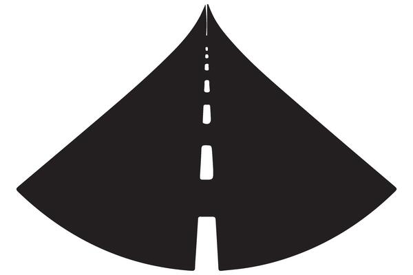 Road receding perspective transportation route illustration with center divider