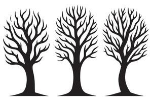 Bare Tree Silhouette Bundle for Autumn Winter Design Projects vector