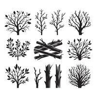 Silhouette Tree Branches and Logs Forest Elements Graphics vector