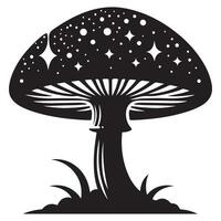 Mystical Mushroom Illustration with Starry Cap for Enchanting Designs vector