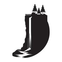 Simple Waterfall Silhouette Graphic with Viewing Platform vector