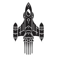 Silhouette Futuristic Spaceship Rocket Illustration for Space Exploration vector