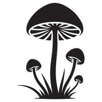 Simple Black and White Mushroom Cluster Silhouette Graphic Design vector