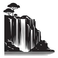 Scenic waterfall cliff landscape nature illustration image art vector