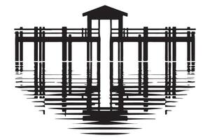 Silhouette Pier with Structure Water Reflection Isolated Image vector