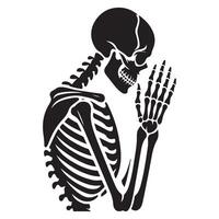 Side View Praying Skeleton Silhouette Illustration of Reflection vector