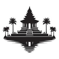 Silhouette of asian temple with reflection serenity illustration vector