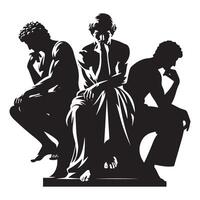 The Three Thinkers Illustration Philosophical Concepts Art Graphic Design vector