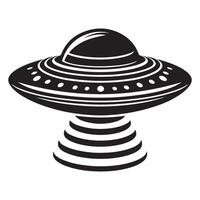 Retro Black and White UFO Silhouette for Graphic Design vector