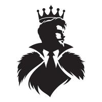 Silhouette of a King with Crown Art Majestic Ruler vector