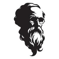 Silhouette of a Philosopher with Beard and Glasses Portrait Art vector