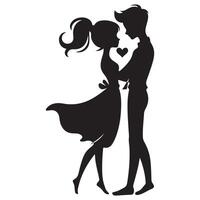 Sweet Embracing Couple Silhouette Design for Romantic Projects vector