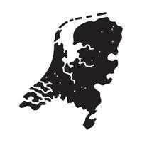 Abstract Black and White Map of Netherlands with Coastal Features vector