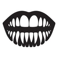 Vampire Teeth Open Mouth Silhouette for Gothic Design vector