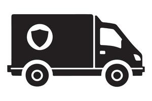 Secure Delivery Van Icon Illustration Transport Services Design vector