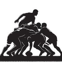 Rugby players silhouette teamwork sports action design template vector