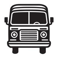 Vintage bus illustration front view in simple silhouette style vector