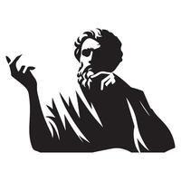 Ancient Philosopher Thinking Silhouette Illustration for Creative Projects vector