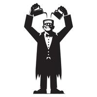 Frankenstein Silhouette Illustration Making Potion Experiment for Science vector