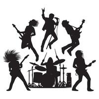 Dynamic Rock Band Silhouette Illustration for Music Enthusiasts and Designers vector