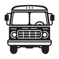 Vintage travel bus front view illustration in silhouette vector