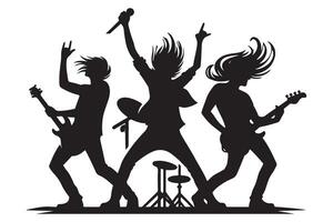 Rock Band Playing Music Silhouette for Creative Design Projects vector