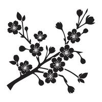 Cherry Blossom Twig Silhouette Illustration for Festive Design vector