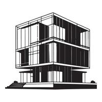Modern Minimalist Architectural Design Building Exterior Facade With Geometric Shapes vector