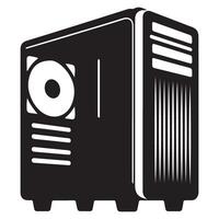 Computer Tower Silhouette Illustration High Performance Technology Design vector