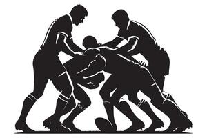Rugby Match Silhouette Graphics Intense Game Illustration vector