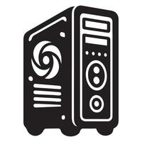 Gaming Computer Tower Silhouette Illustration High Performance Hardware vector